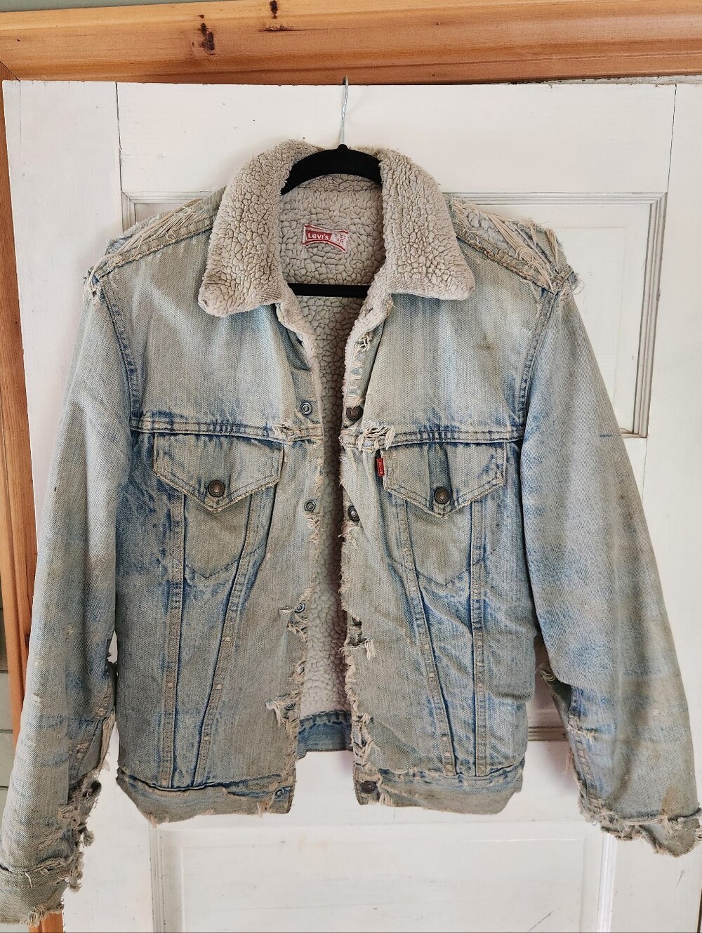 Levi's Light Blue Vintage Distressed Sherpa-Lined Denim Jacket